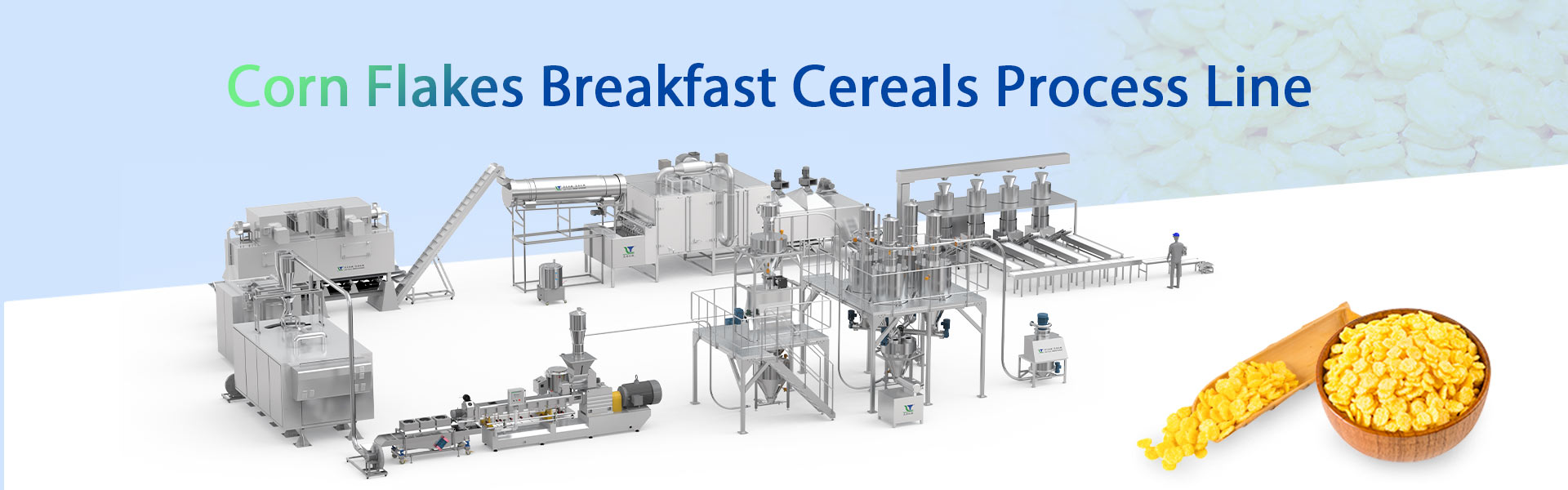 رقائق الذرة - الإفطار - الحبوب - خط المعالجة